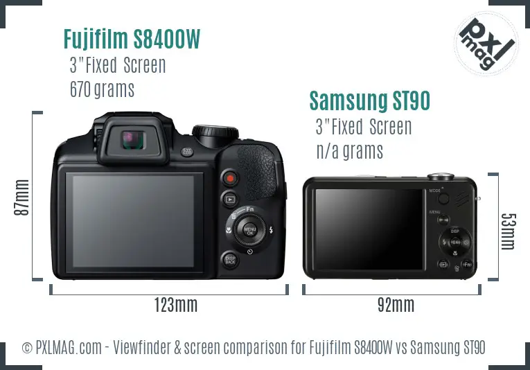 Fujifilm S8400W vs Samsung ST90 Screen and Viewfinder comparison
