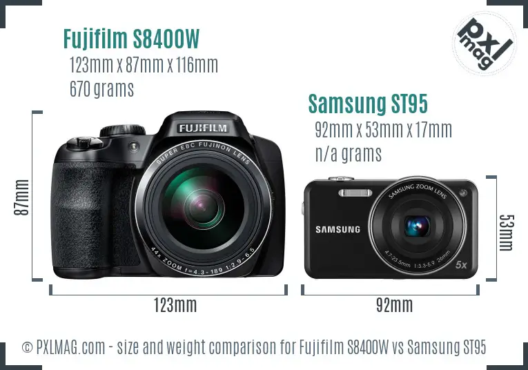 Fujifilm S8400W vs Samsung ST95 size comparison Fujifilm S8400W vs Samsung ST95 size comparison