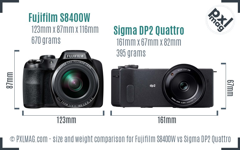 Fujifilm S8400W vs Sigma DP2 Quattro size comparison Fujifilm S8400W vs Sigma DP2 Quattro size comparison
