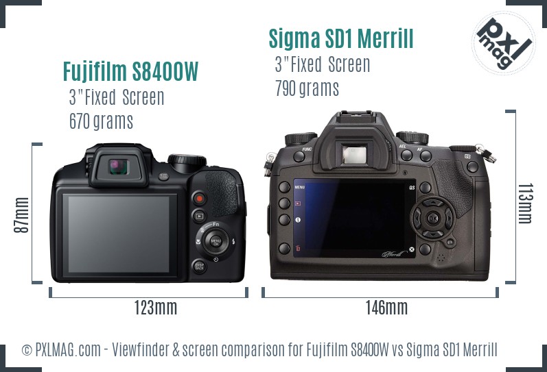 Fujifilm S8400W vs Sigma SD1 Merrill Screen and Viewfinder comparison