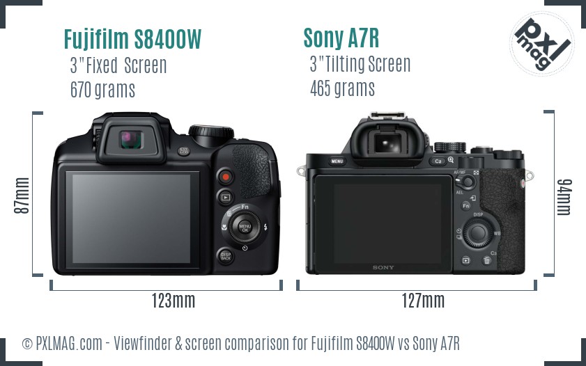 Fujifilm S8400W vs Sony A7R Screen and Viewfinder comparison