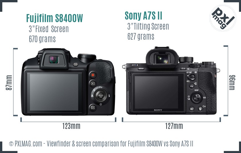 Fujifilm S8400W vs Sony A7S II Screen and Viewfinder comparison