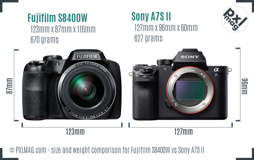 Fujifilm S8400W vs Sony A7S II size comparison Fujifilm S8400W vs Sony A7S II size comparison