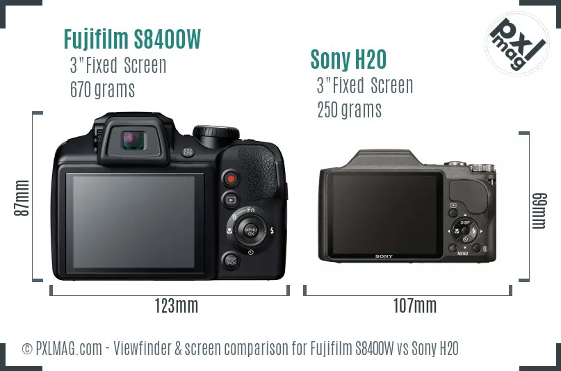 Fujifilm S8400W vs Sony H20 Screen and Viewfinder comparison