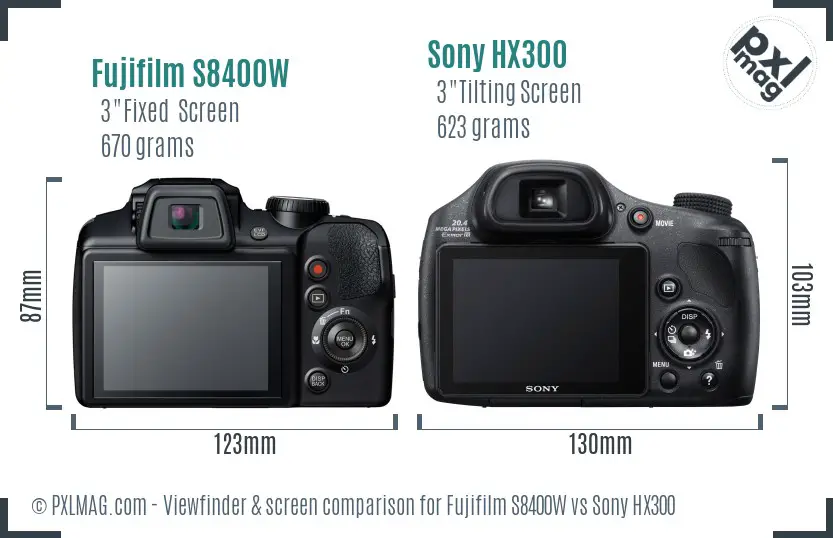 Fujifilm S8400W vs Sony HX300 Screen and Viewfinder comparison Fujifilm S8400W vs Sony HX300 Screen and Viewfinder comparison