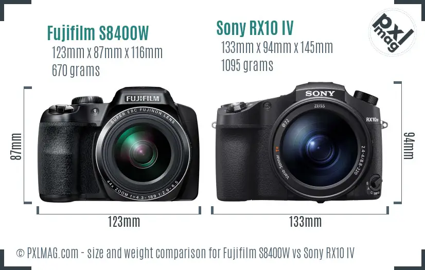 Fujifilm S8400W vs Sony RX10 IV size comparison