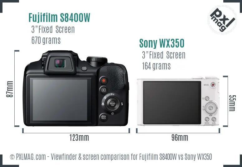 Fujifilm S8400W vs Sony WX350 Screen and Viewfinder comparison