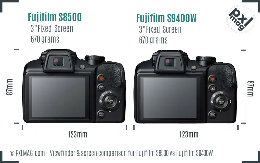 Fujifilm S8500 vs Fujifilm S9400W Screen and Viewfinder comparison