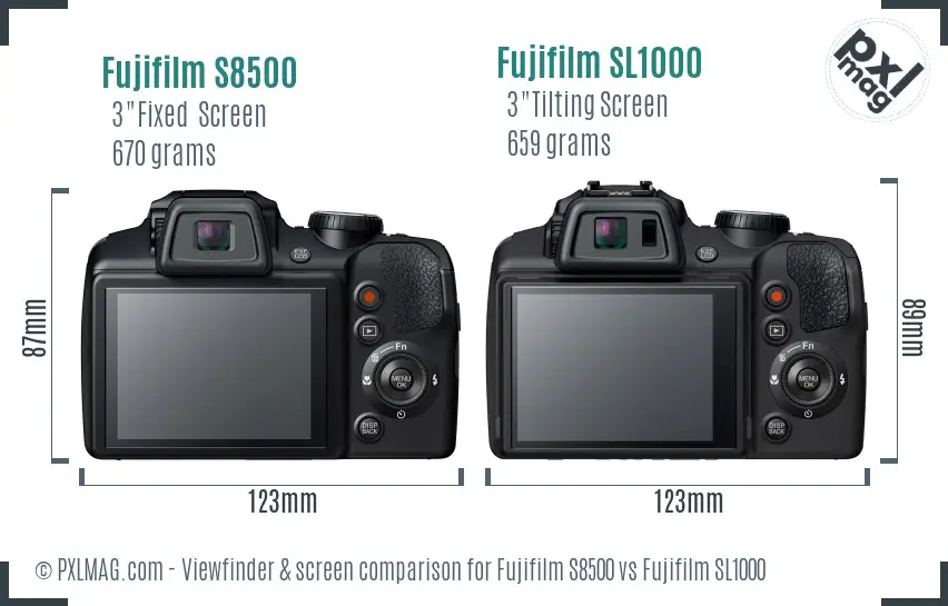 Fujifilm S8500 vs Fujifilm SL1000 Screen and Viewfinder comparison