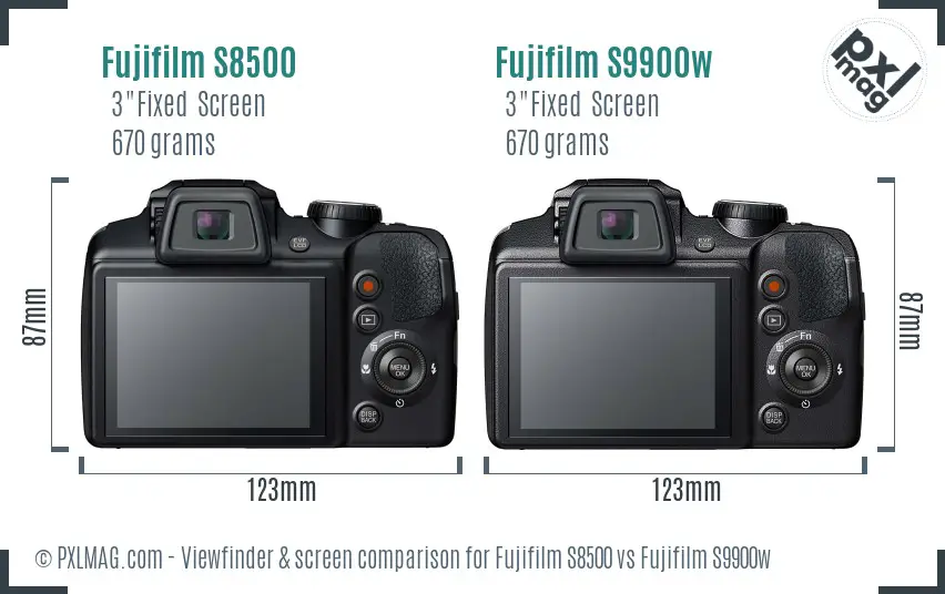 Fujifilm S8500 vs Fujifilm S9900w Screen and Viewfinder comparison