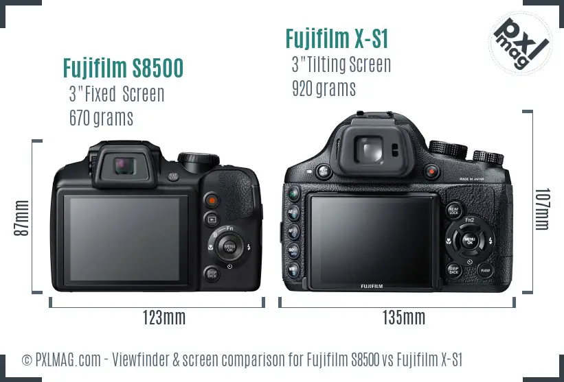 Fujifilm S8500 vs Fujifilm X-S1 Screen and Viewfinder comparison