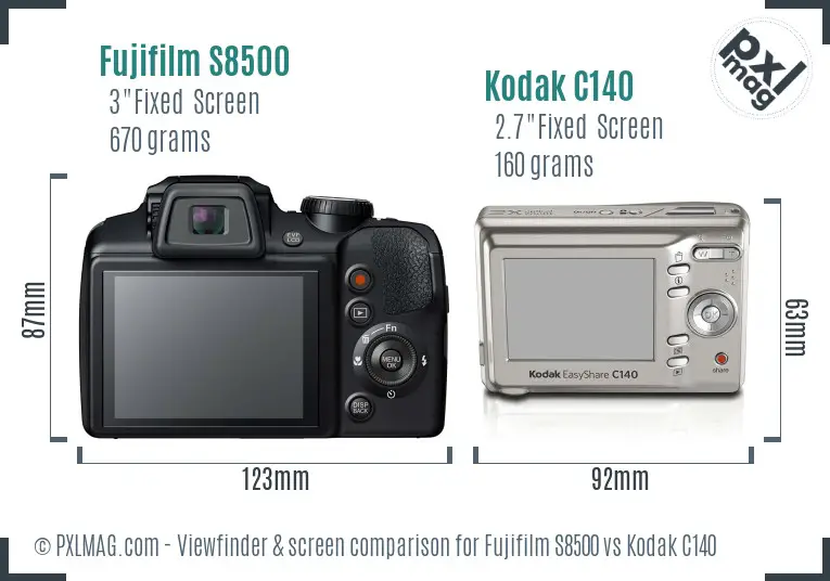 Fujifilm S8500 vs Kodak C140 Screen and Viewfinder comparison
