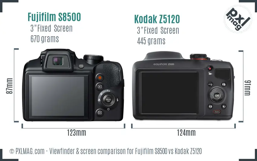 Fujifilm S8500 vs Kodak Z5120 Screen and Viewfinder comparison