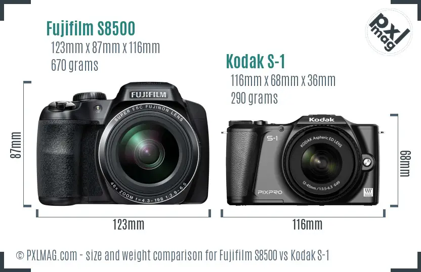 Fujifilm S8500 vs Kodak S-1 size comparison