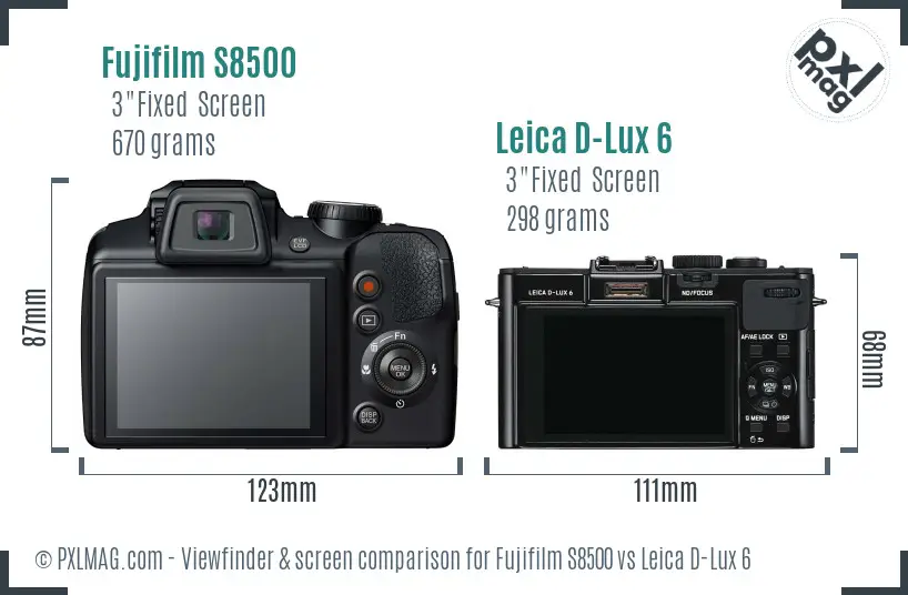 Fujifilm S8500 vs Leica D-Lux 6 Screen and Viewfinder comparison