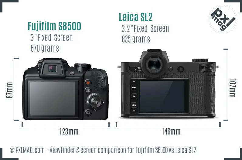 Fujifilm S8500 vs Leica SL2 Screen and Viewfinder comparison