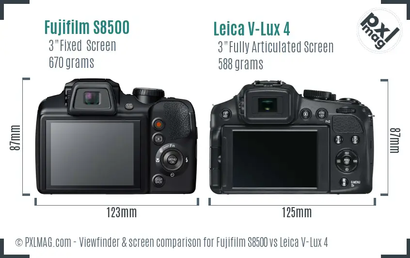 Fujifilm S8500 vs Leica V-Lux 4 Screen and Viewfinder comparison
