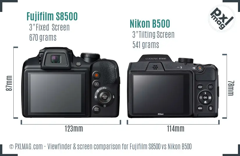 Fujifilm S8500 vs Nikon B500 Screen and Viewfinder comparison