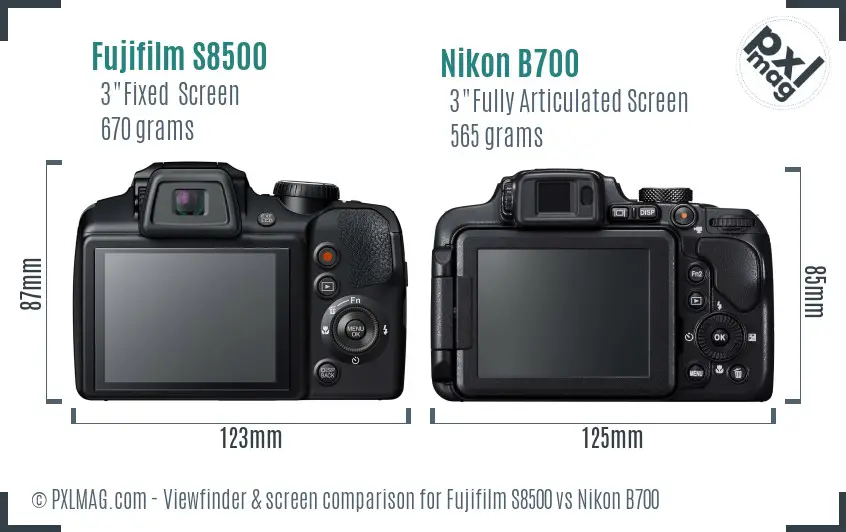 Fujifilm S8500 vs Nikon B700 Screen and Viewfinder comparison