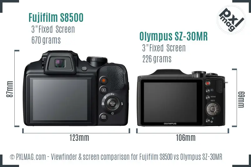 Fujifilm S8500 vs Olympus SZ-30MR Screen and Viewfinder comparison Fujifilm S8500 vs Olympus SZ-30MR Screen and Viewfinder comparison