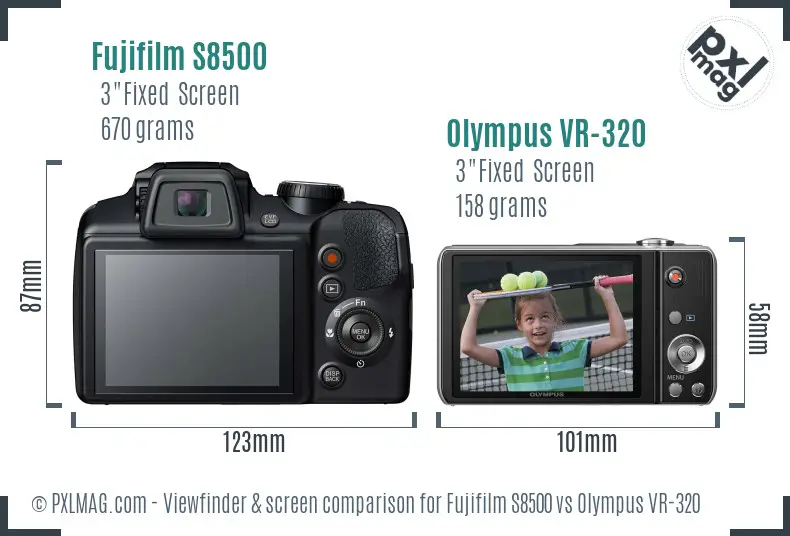 Fujifilm S8500 vs Olympus VR-320 Screen and Viewfinder comparison