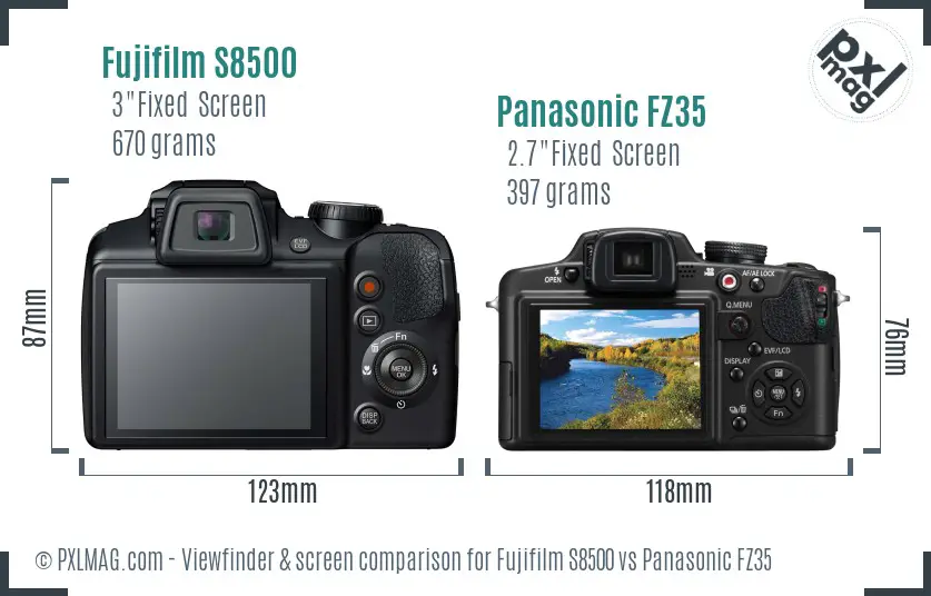 Fujifilm S8500 vs Panasonic FZ35 Screen and Viewfinder comparison