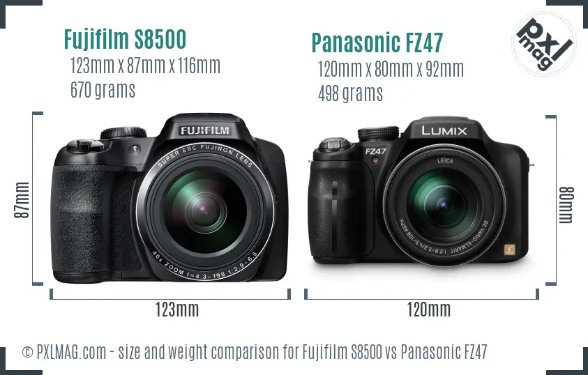 Fujifilm S8500 vs Panasonic FZ47 size comparison