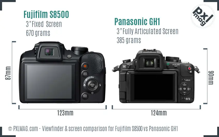 Fujifilm S8500 vs Panasonic GH1 Screen and Viewfinder comparison