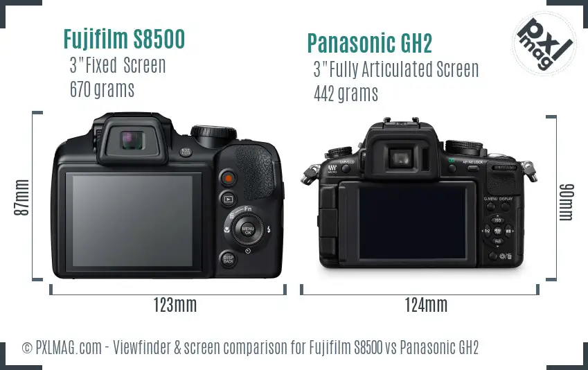 Fujifilm S8500 vs Panasonic GH2 Screen and Viewfinder comparison