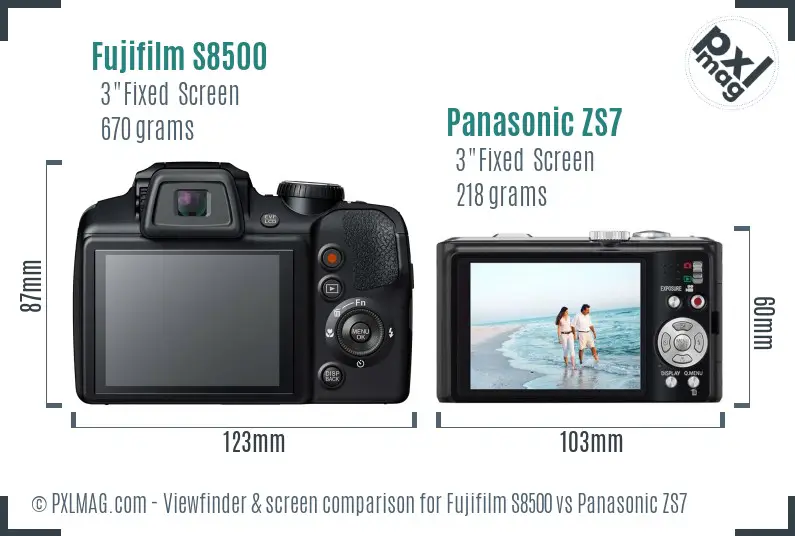 Fujifilm S8500 vs Panasonic ZS7 Screen and Viewfinder comparison