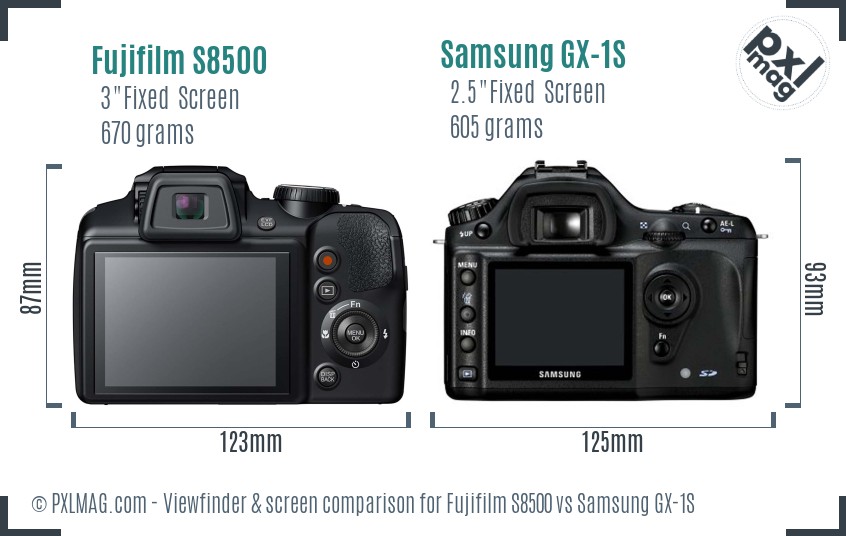 Fujifilm S8500 vs Samsung GX-1S Screen and Viewfinder comparison