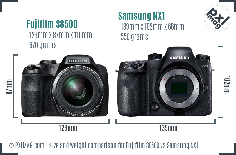 Fujifilm S8500 vs Samsung NX1 size comparison Fujifilm S8500 vs Samsung NX1 size comparison