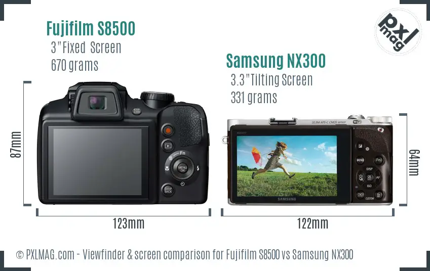 Fujifilm S8500 vs Samsung NX300 Screen and Viewfinder comparison