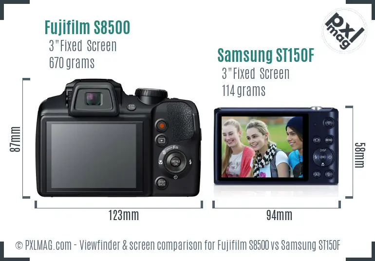 Fujifilm S8500 vs Samsung ST150F Screen and Viewfinder comparison
