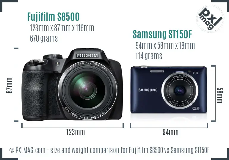 Fujifilm S8500 vs Samsung ST150F size comparison