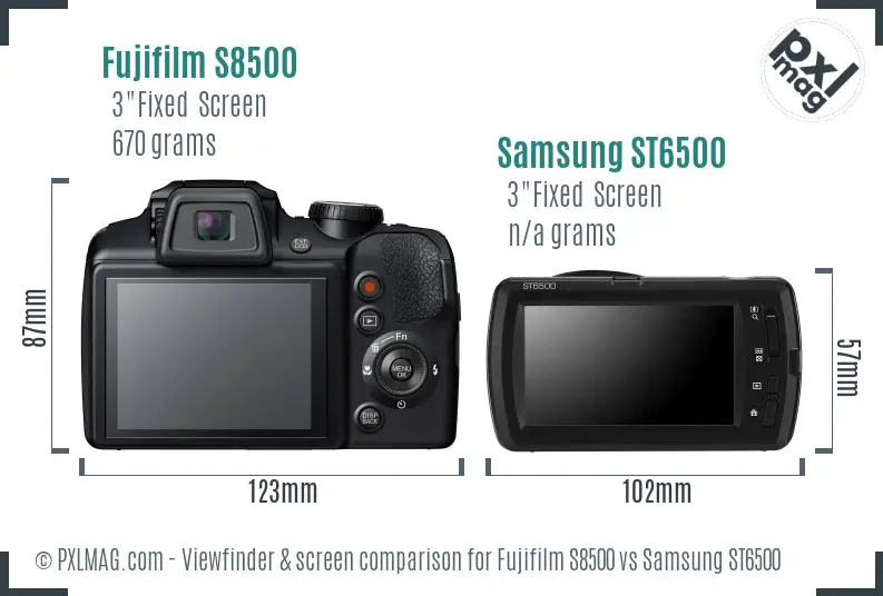 Fujifilm S8500 vs Samsung ST6500 Screen and Viewfinder comparison