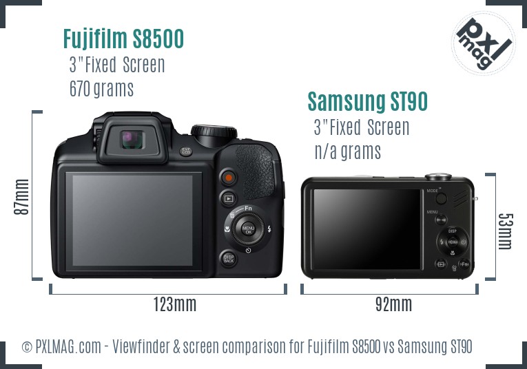 Fujifilm S8500 vs Samsung ST90 Screen and Viewfinder comparison