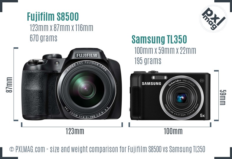 Fujifilm S8500 vs Samsung TL350 size comparison Fujifilm S8500 vs Samsung TL350 size comparison