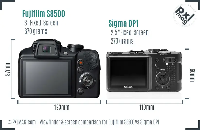 Fujifilm S8500 vs Sigma DP1 Screen and Viewfinder comparison Fujifilm S8500 vs Sigma DP1 Screen and Viewfinder comparison