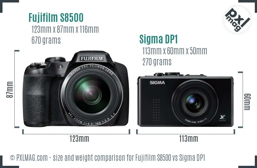 Fujifilm S8500 vs Sigma DP1 size comparison Fujifilm S8500 vs Sigma DP1 size comparison