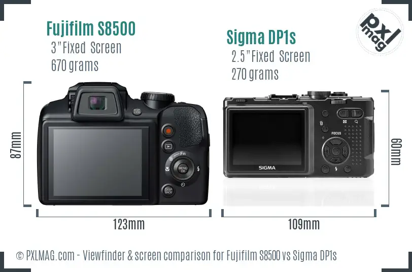 Fujifilm S8500 vs Sigma DP1s Screen and Viewfinder comparison