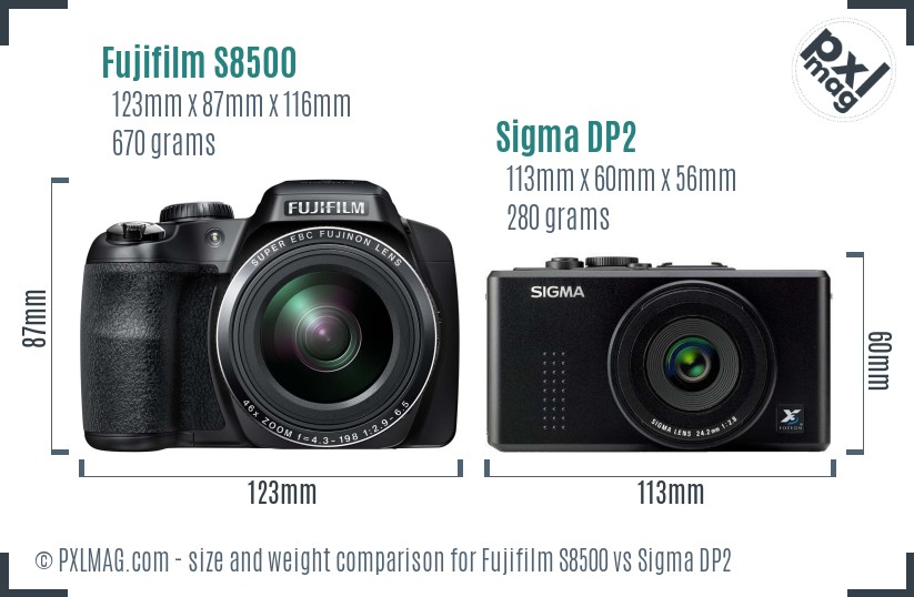 Fujifilm S8500 vs Sigma DP2 size comparison Fujifilm S8500 vs Sigma DP2 size comparison