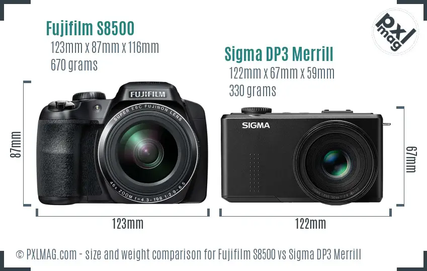 Fujifilm S8500 vs Sigma DP3 Merrill size comparison Fujifilm S8500 vs Sigma DP3 Merrill size comparison