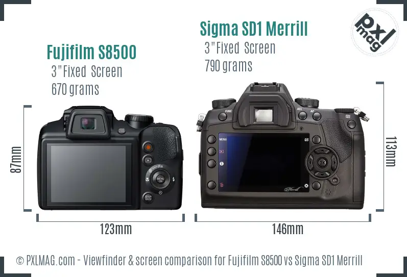 Fujifilm S8500 vs Sigma SD1 Merrill Screen and Viewfinder comparison