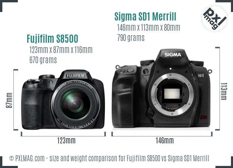 Fujifilm S8500 vs Sigma SD1 Merrill size comparison