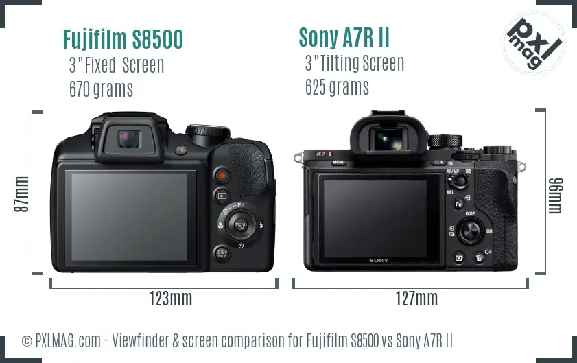 Fujifilm S8500 vs Sony A7R II Screen and Viewfinder comparison