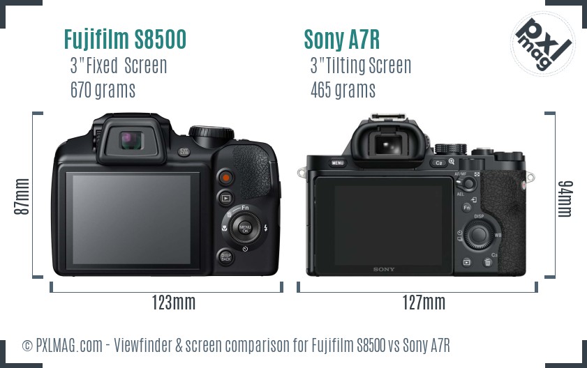 Fujifilm S8500 vs Sony A7R Screen and Viewfinder comparison