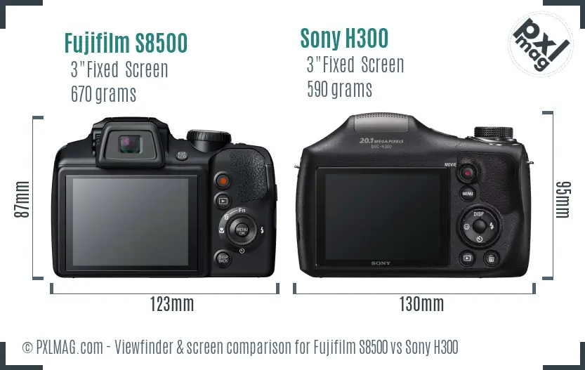 Fujifilm S8500 vs Sony H300 Screen and Viewfinder comparison