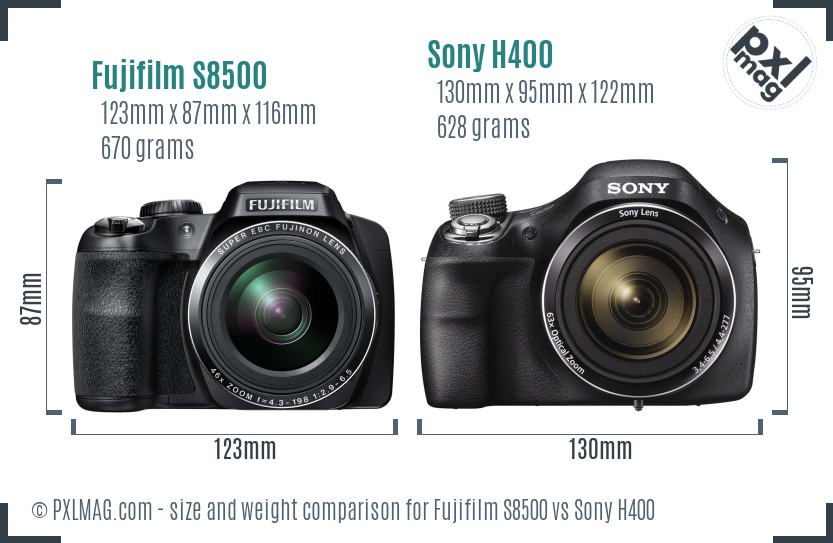 Fujifilm S8500 vs Sony H400 size comparison Fujifilm S8500 vs Sony H400 size comparison