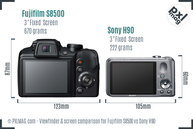 Fujifilm S8500 vs Sony H90 Screen and Viewfinder comparison